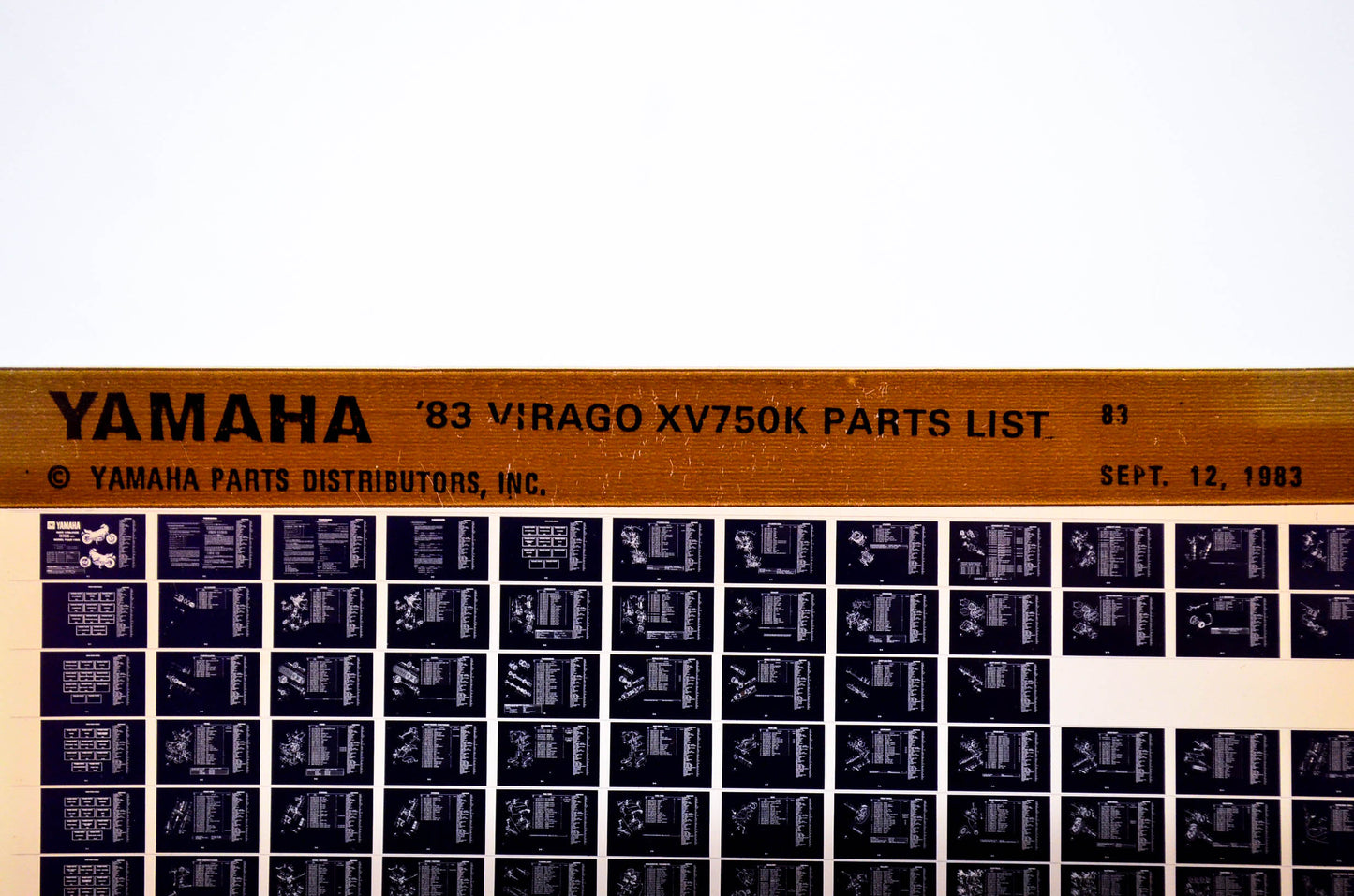 OEM Yamaha XV750K 1983/September 12 '83 Virago Parts List Microfiche
