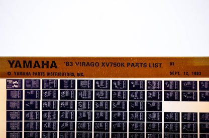 OEM Yamaha XV750K 1983/September 12 '83 Virago Parts List Microfiche