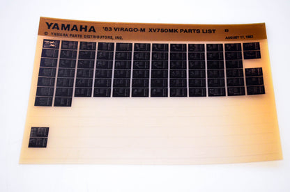 OEM Yamaha XV750MK 1983/September 17 '83 Virago-M Parts List Microfiche