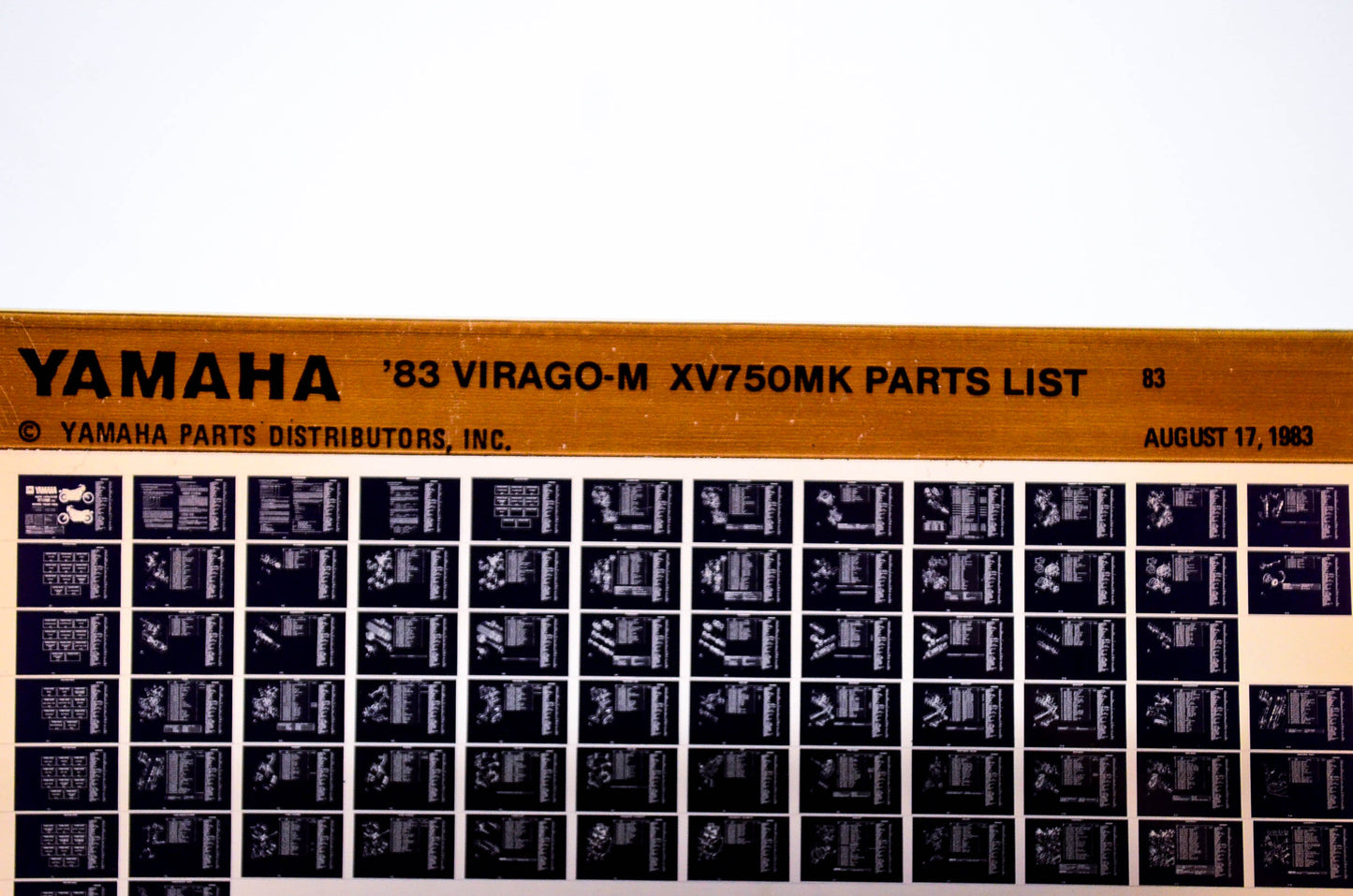 OEM Yamaha XV750MK 1983/September 17 '83 Virago-M Parts List Microfiche