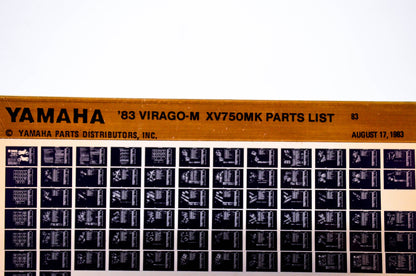 OEM Yamaha XV750MK 1983/September 17 '83 Virago-M Parts List Microfiche