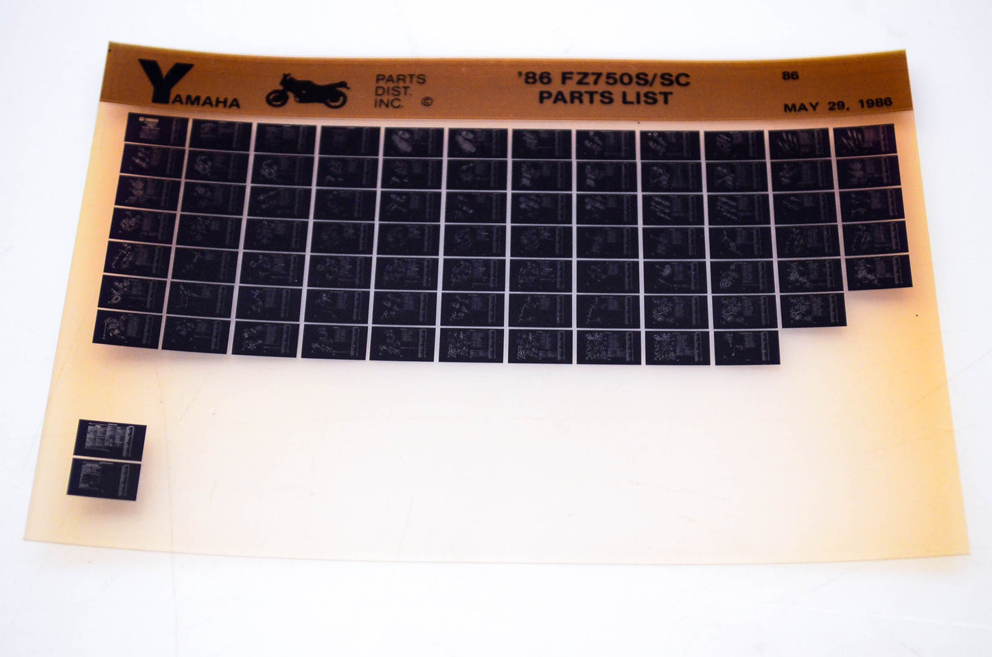 OEM Yamaha FZ750S/SC 1986/May 29 '86 Parts List Microfiche