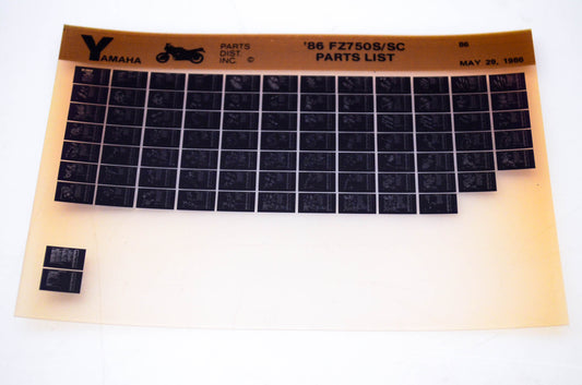 OEM Yamaha FZ750S/SC 1986/May 29 '86 Parts List Microfiche