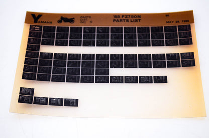 OEM Yamaha FZ750N 1986/May 29 '85 Parts List Microfiche