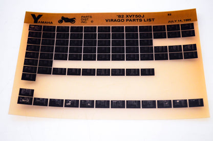 OEM Yamaha XV750J 1986/July 14 '82 Virago Parts List Microfiche