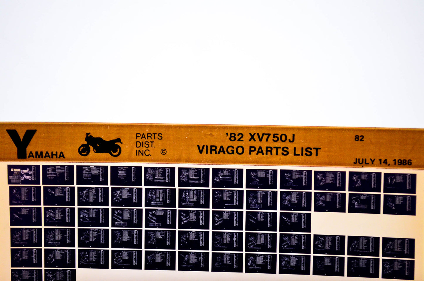 OEM Yamaha XV750J 1986/July 14 '82 Virago Parts List Microfiche