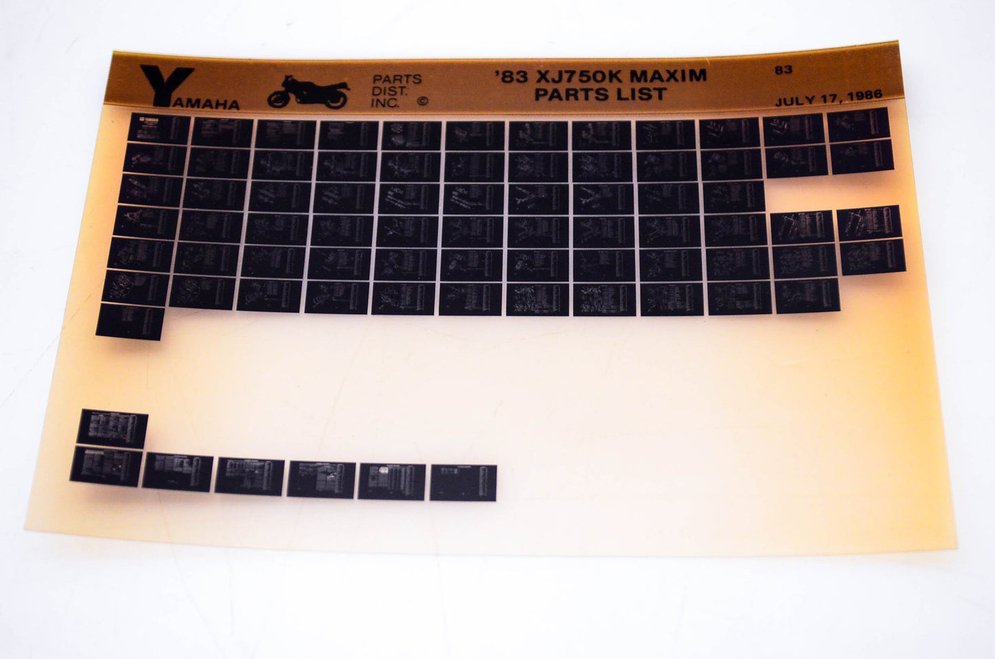 OEM Yamaha XJ750K 1986/July 17 '83 Maxim Parts List Microfiche
