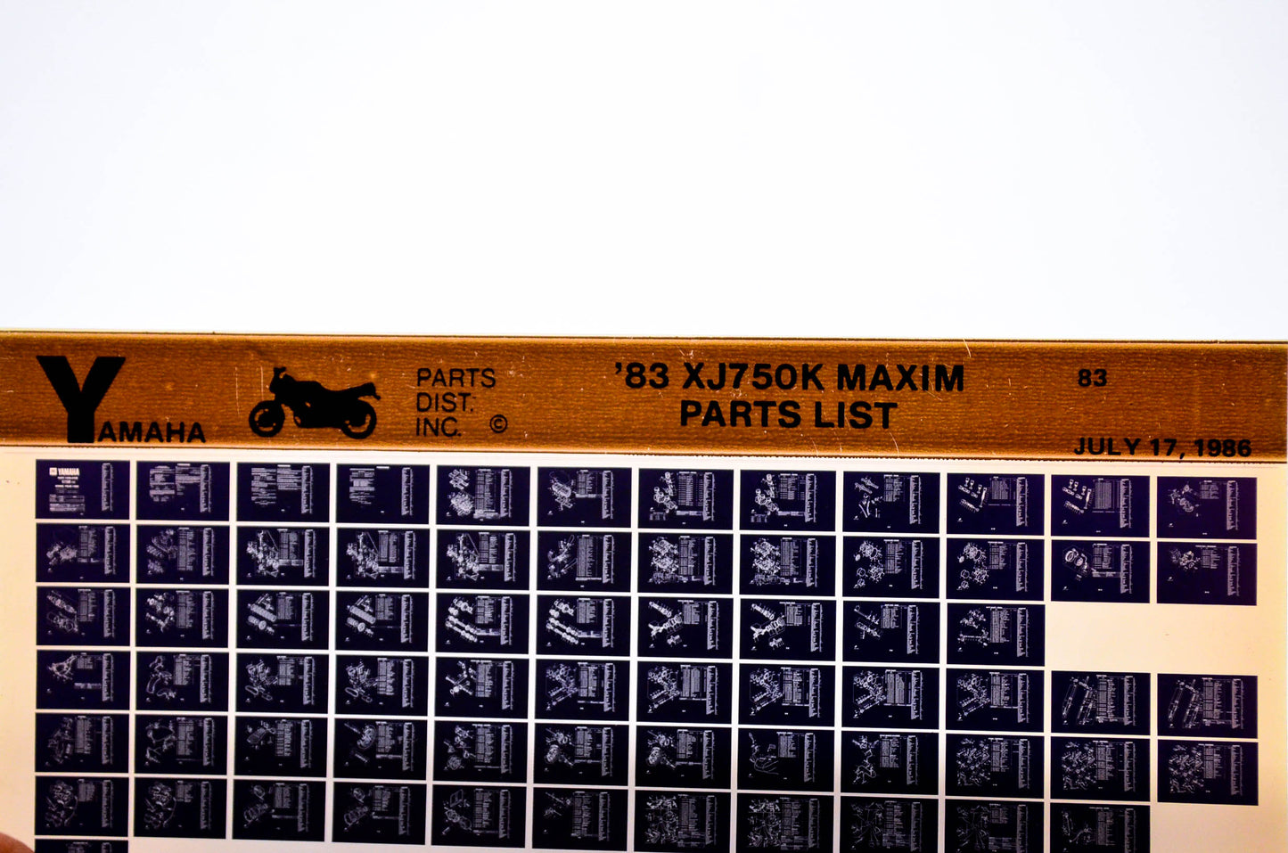 OEM Yamaha XJ750K 1986/July 17 '83 Maxim Parts List Microfiche