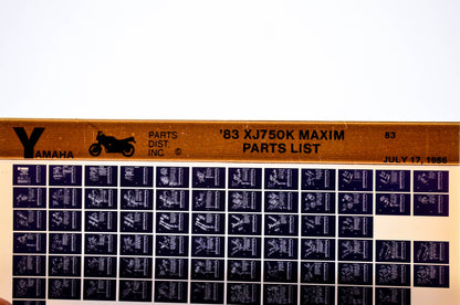 OEM Yamaha XJ750K 1986/July 17 '83 Maxim Parts List Microfiche