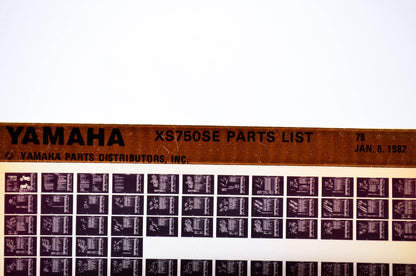OEM Yamaha XS750 SE 1982/January 6 '78 Parts List Microfiche