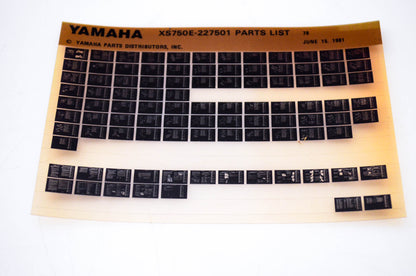 OEM Yamaha XS750E-227501 1981/June 15 '78 Parts List Microfiche