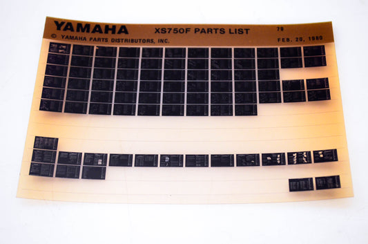 OEM Yamaha XS750F 1980/February 20 '79 Parts List Microfiche