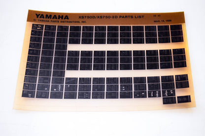 OEM Yamaha XS750D/XS750-2D 1980/March 14 '77 Parts List Microfiche