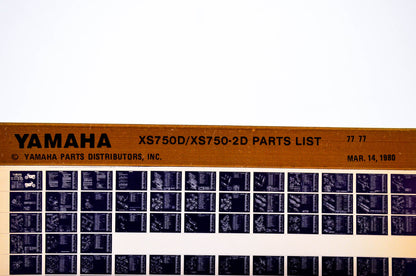 OEM Yamaha XS750D/XS750-2D 1980/March 14 '77 Parts List Microfiche