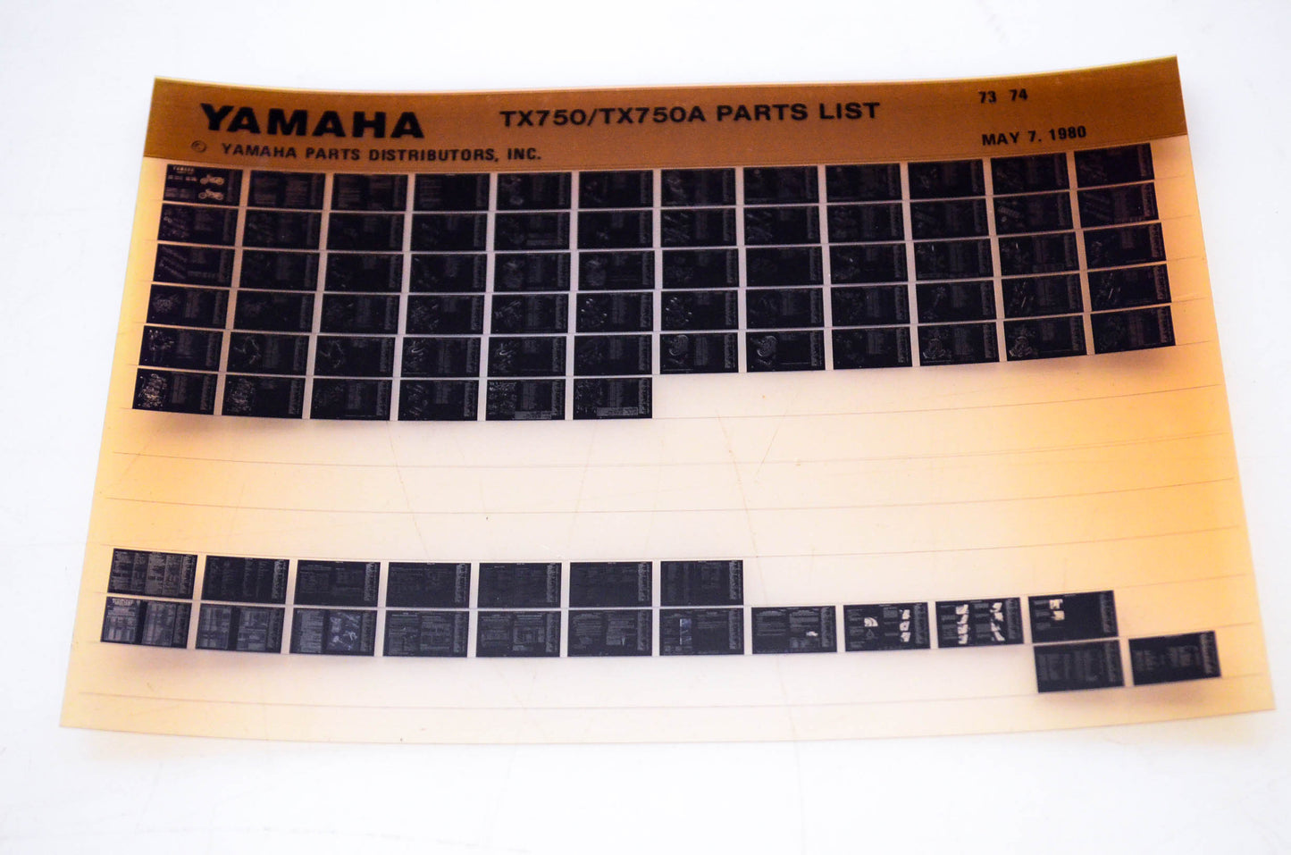 OEM Yamaha TX750/TX750A 1980/May 7 '73 - '74 Parts List Microfiche