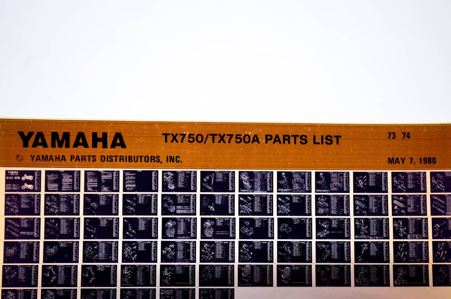 OEM Yamaha TX750/TX750A 1980/May 7 '73 - '74 Parts List Microfiche