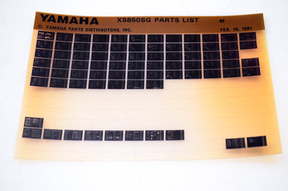 OEM Yamaha XS850SG 1981/February 10 '80 Parts List Microfiche