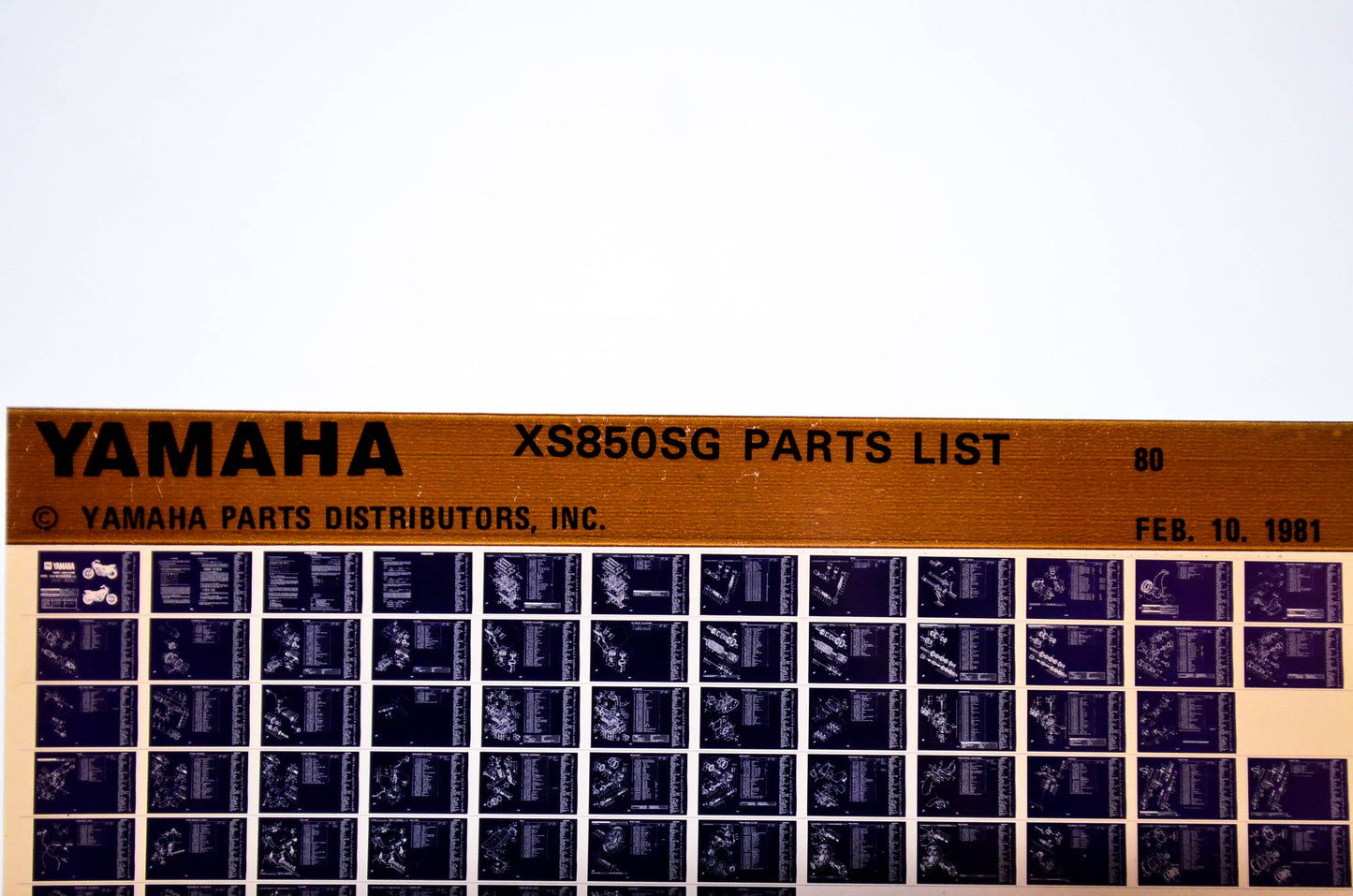 OEM Yamaha XS850SG 1981/February 10 '80 Parts List Microfiche