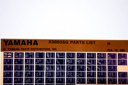 OEM Yamaha XS850SG 1981/February 10 '80 Parts List Microfiche