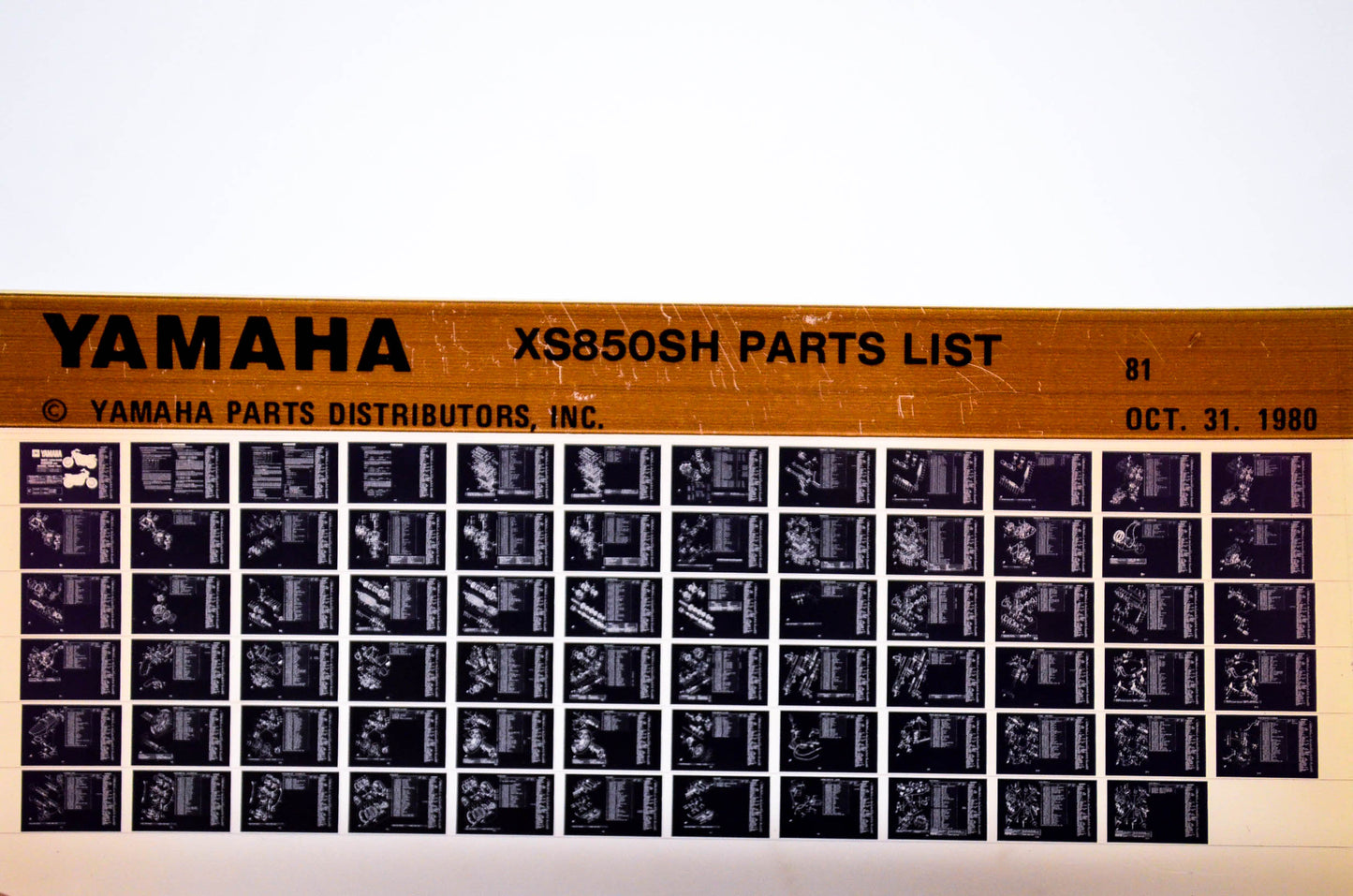 OEM Yamaha XS850SH 1980/October 31 '81 Parts List Microfiche