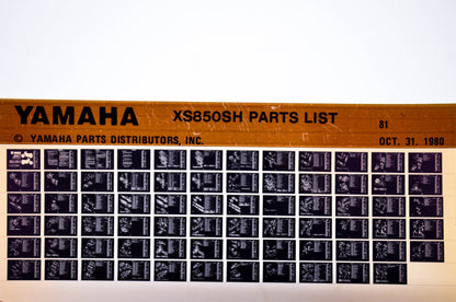 OEM Yamaha XS850SH 1980/October 31 '81 Parts List Microfiche