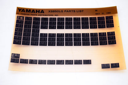 OEM Yamaha XS850LG 1982/May 21 '80 Parts List Microfiche
