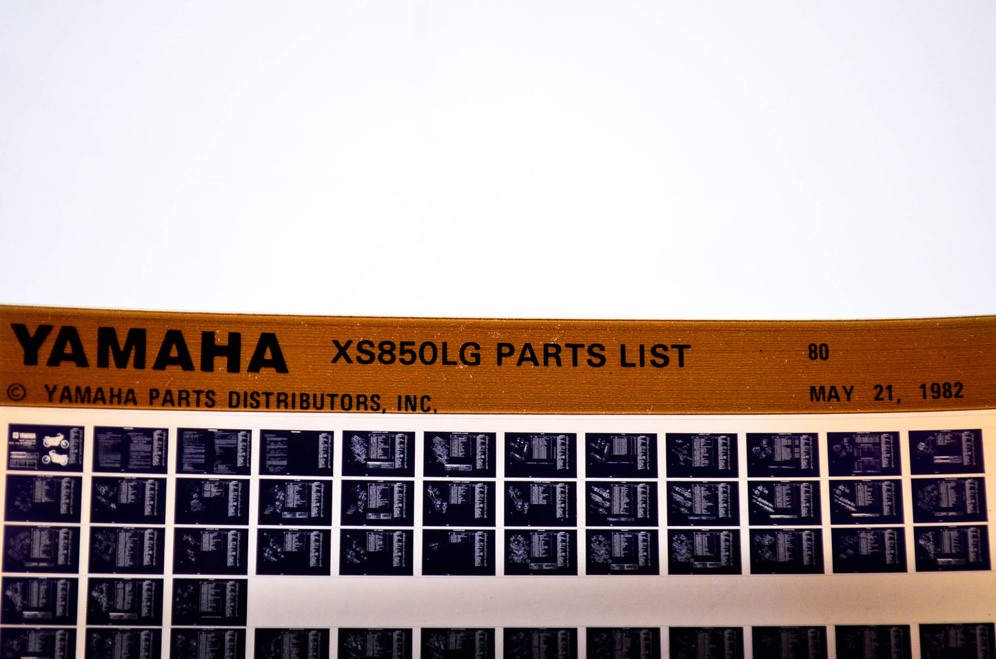 OEM Yamaha XS850LG 1982/May 21 '80 Parts List Microfiche