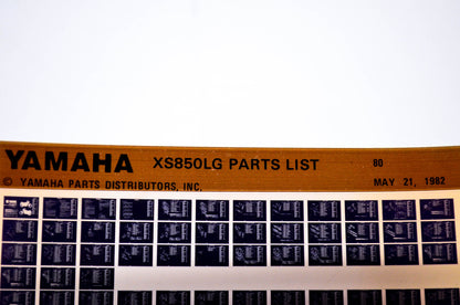 OEM Yamaha XS850LG 1982/May 21 '80 Parts List Microfiche
