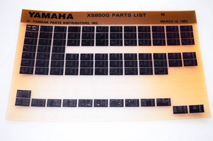 OEM Yamaha XS850G 1982/March 16 '80 Parts List Microfiche
