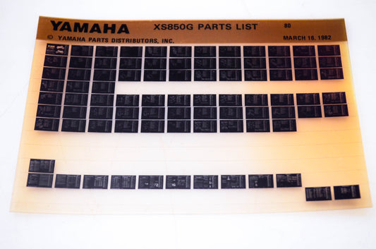 OEM Yamaha XS850G 1982/March 16 '80 Parts List Microfiche