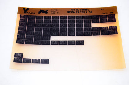 OEM Yamaha XJ900RK 1987/February 5 '83 Seca Parts List Microfiche