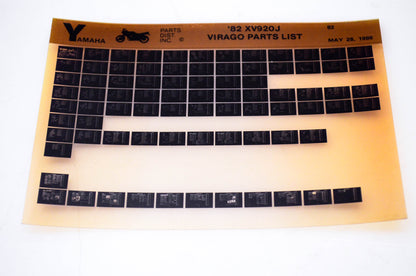 OEM Yamaha XV920J 1986/May 28 '82 Virago Parts List Microfiche