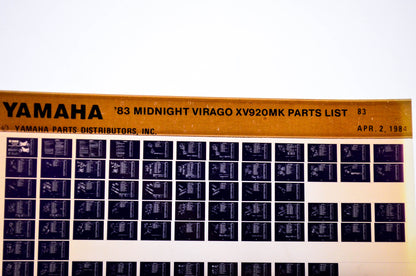OEM Yamaha XV920MK 1984/April 2 '83 Midnight Virago Parts List Microfiche