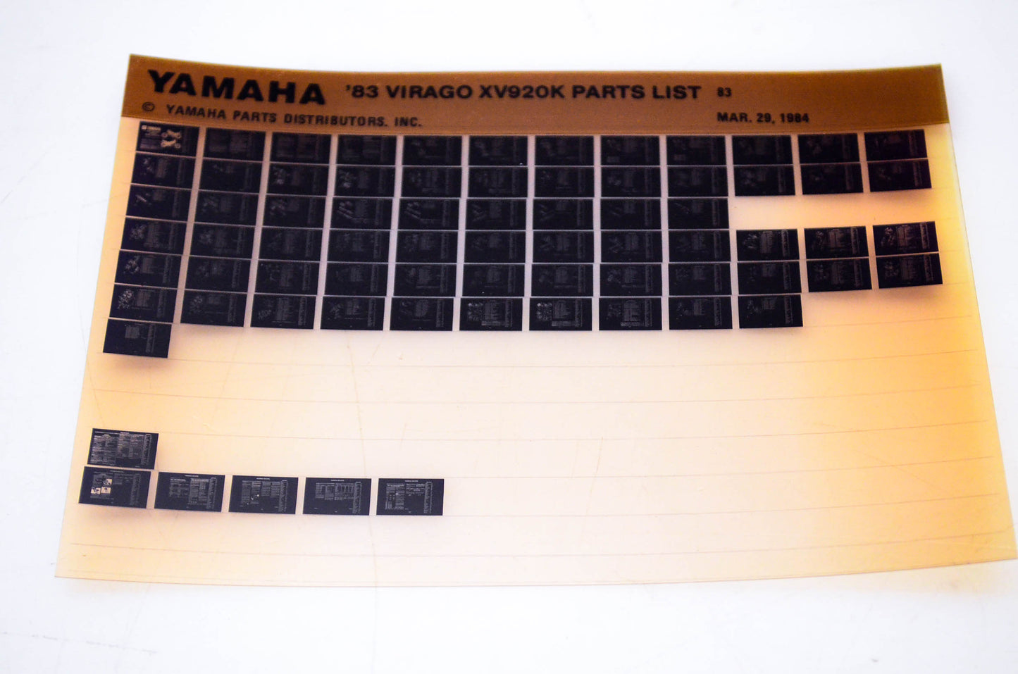 OEM Yamaha XV920K 1984/March 29 '83 Virago Parts List Microfiche