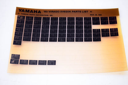 OEM Yamaha XV920K 1984/March 29 '83 Virago Parts List Microfiche