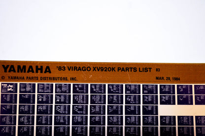 OEM Yamaha XV920K 1984/March 29 '83 Virago Parts List Microfiche