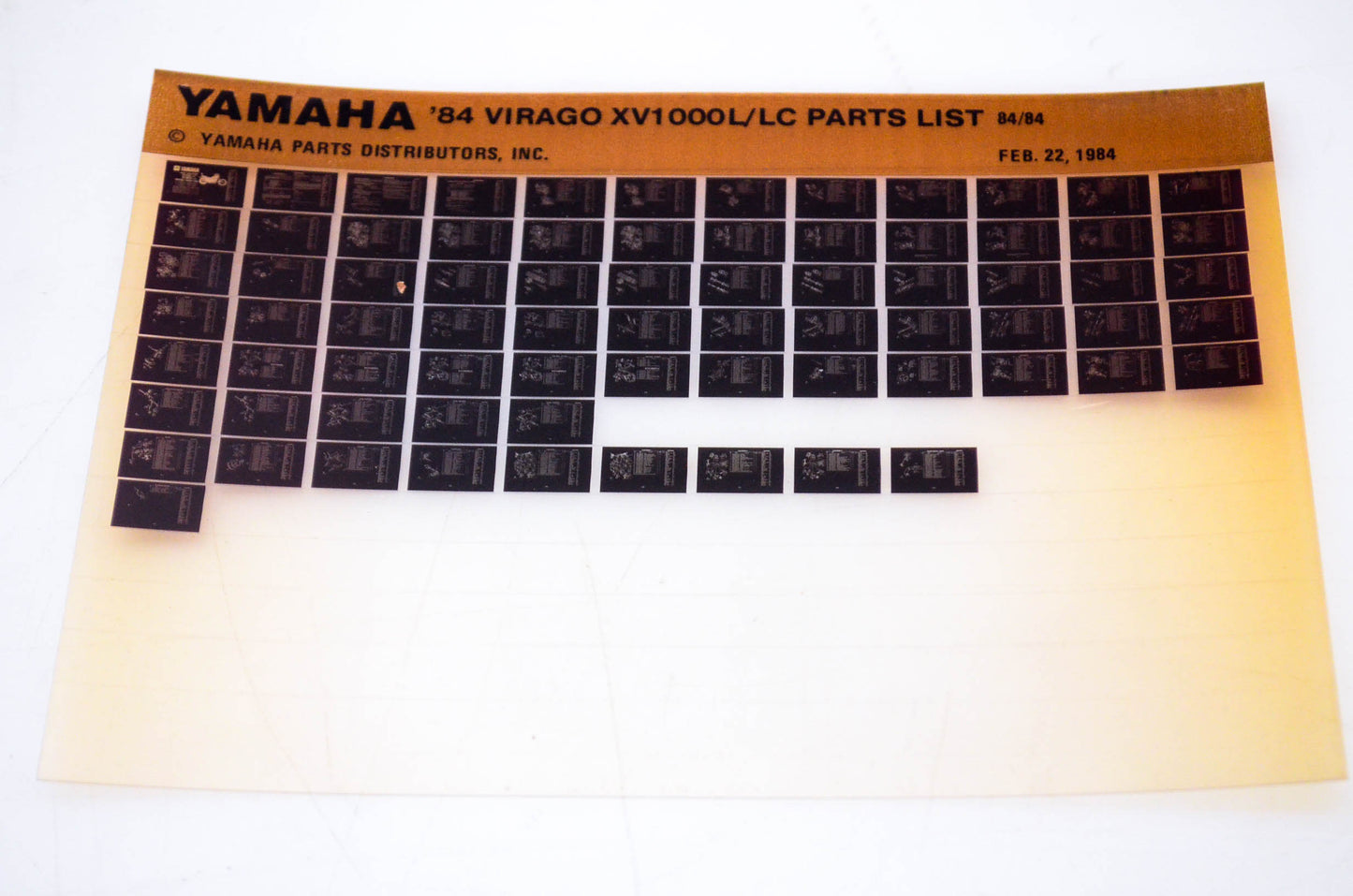 OEM Yamaha XV1000L/LC 1984/February 22 '84 Virago Parts List Microfiche