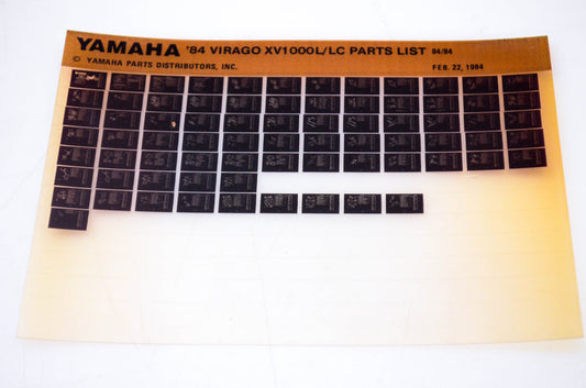OEM Yamaha XV1000L/LC 1984/February 22 '84 Virago Parts List Microfiche