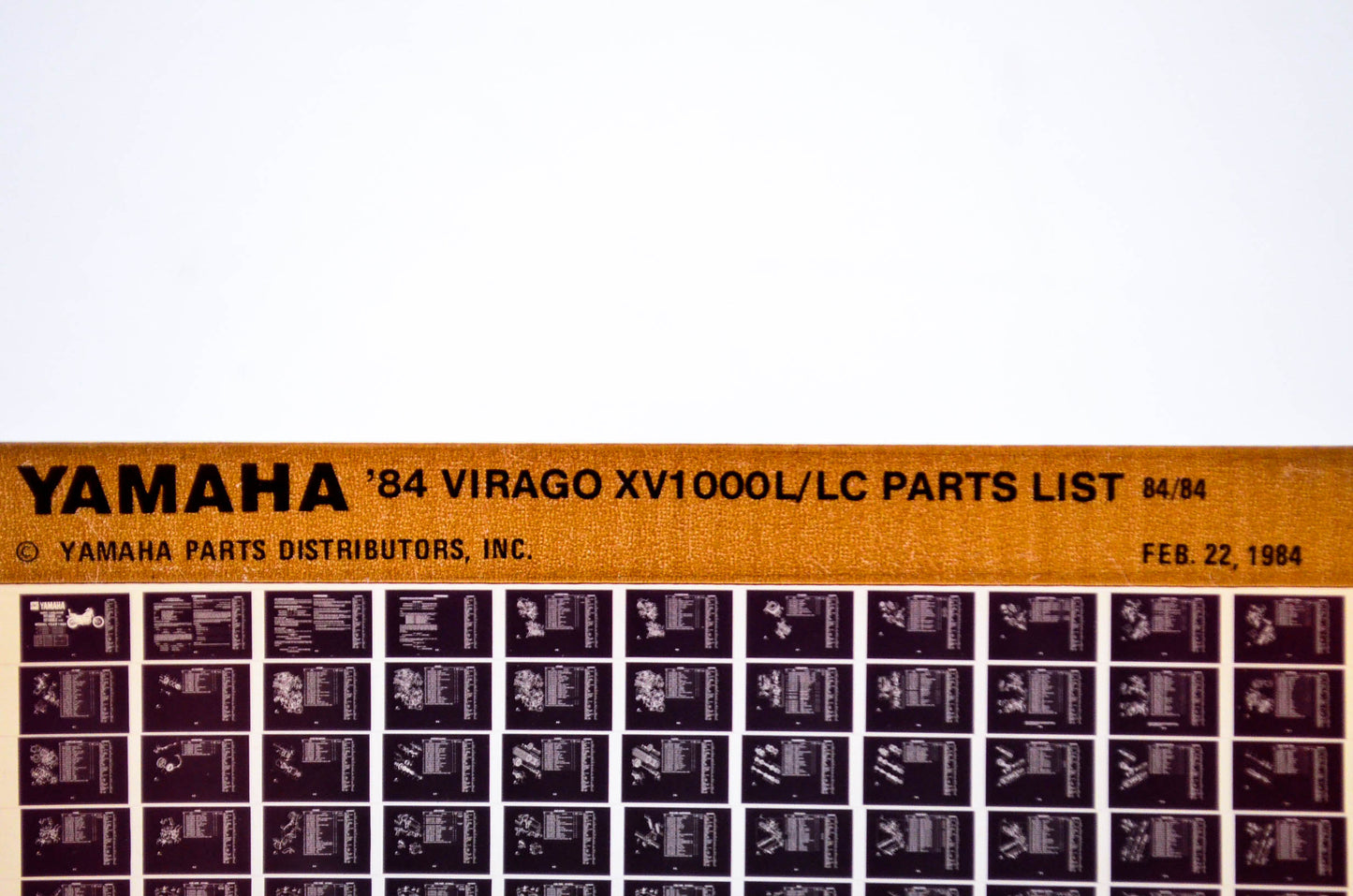OEM Yamaha XV1000L/LC 1984/February 22 '84 Virago Parts List Microfiche