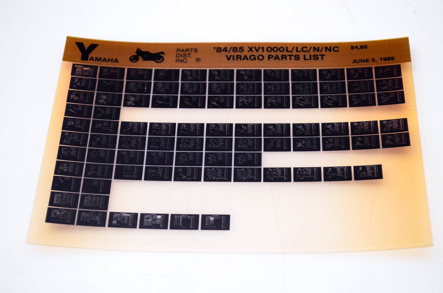 OEM Yamaha XV1000L/LC/N/NC 1986/June 5 '84 - '85 Virago Parts List Microfiche