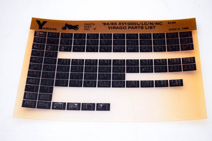 OEM Yamaha XV1000L/LC/N/NC 1986/June 5 '84 - '85 Virago Parts List Microfiche