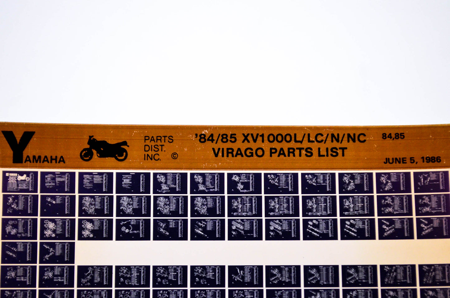 OEM Yamaha XV1000L/LC/N/NC 1986/June 5 '84 - '85 Virago Parts List Microfiche