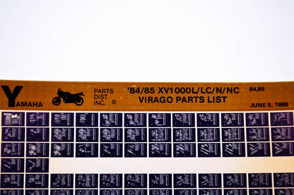 OEM Yamaha XV1000L/LC/N/NC 1986/June 5 '84 - '85 Virago Parts List Microfiche