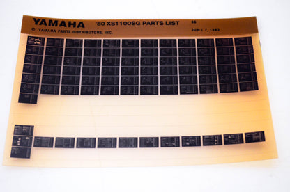 OEM Yamaha XS1100SG 1983/June 7 '80 Parts List Microfiche