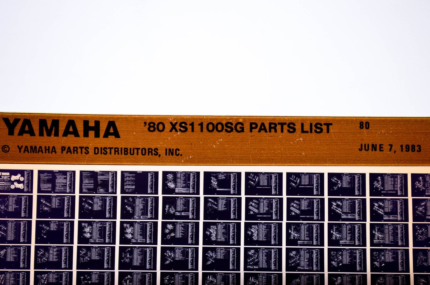 OEM Yamaha XS1100SG 1983/June 7 '80 Parts List Microfiche