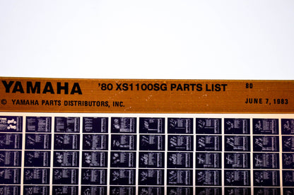 OEM Yamaha XS1100SG 1983/June 7 '80 Parts List Microfiche