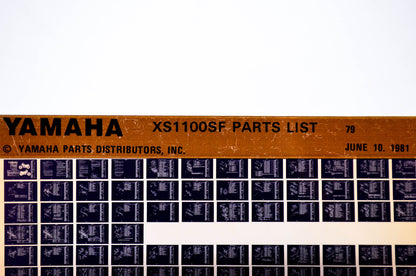 OEM Yamaha XS1100SF 1981/June 10 '79 Parts List Microfiche