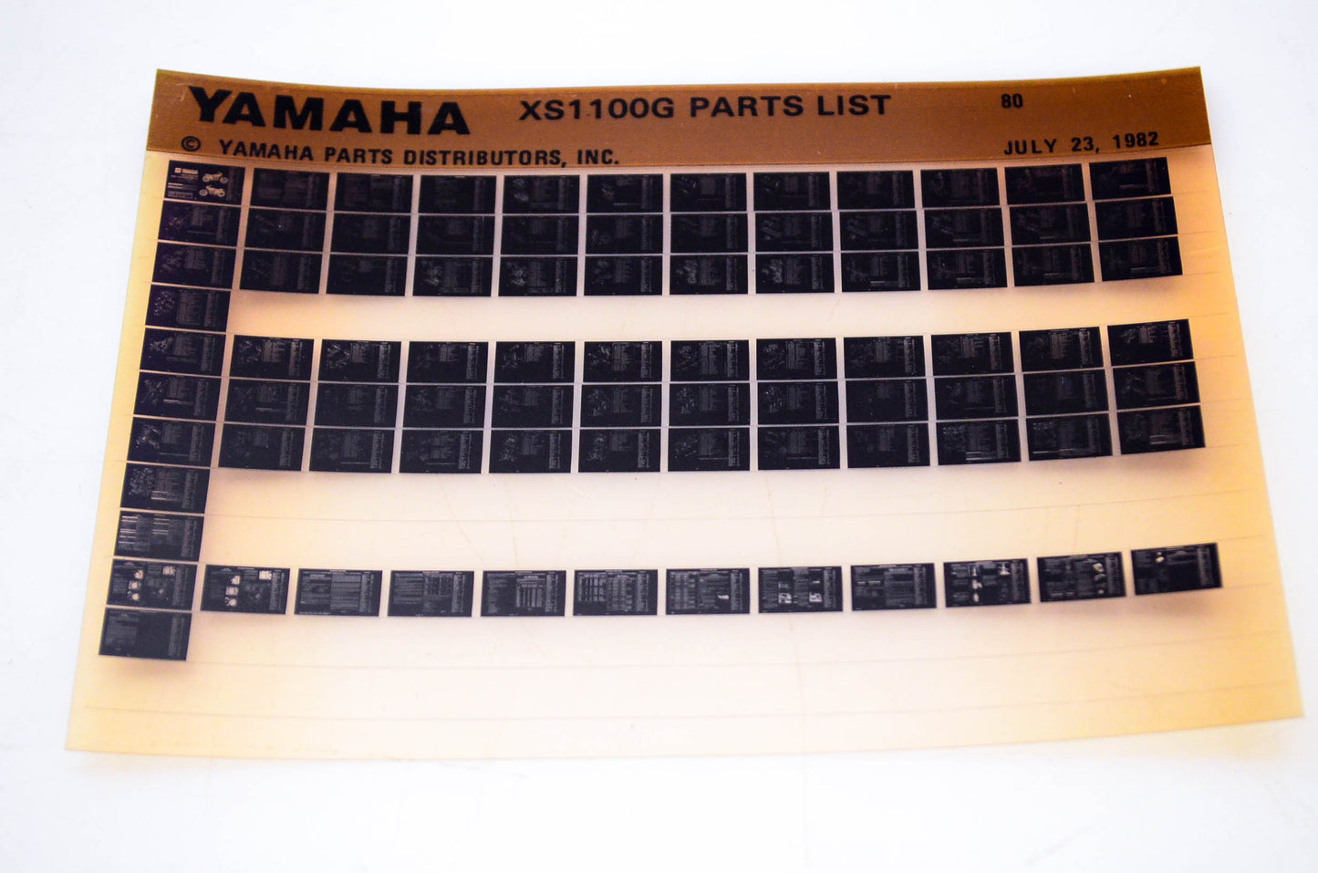OEM Yamaha XS1100G 1982/July 23 '80 Parts List Microfiche