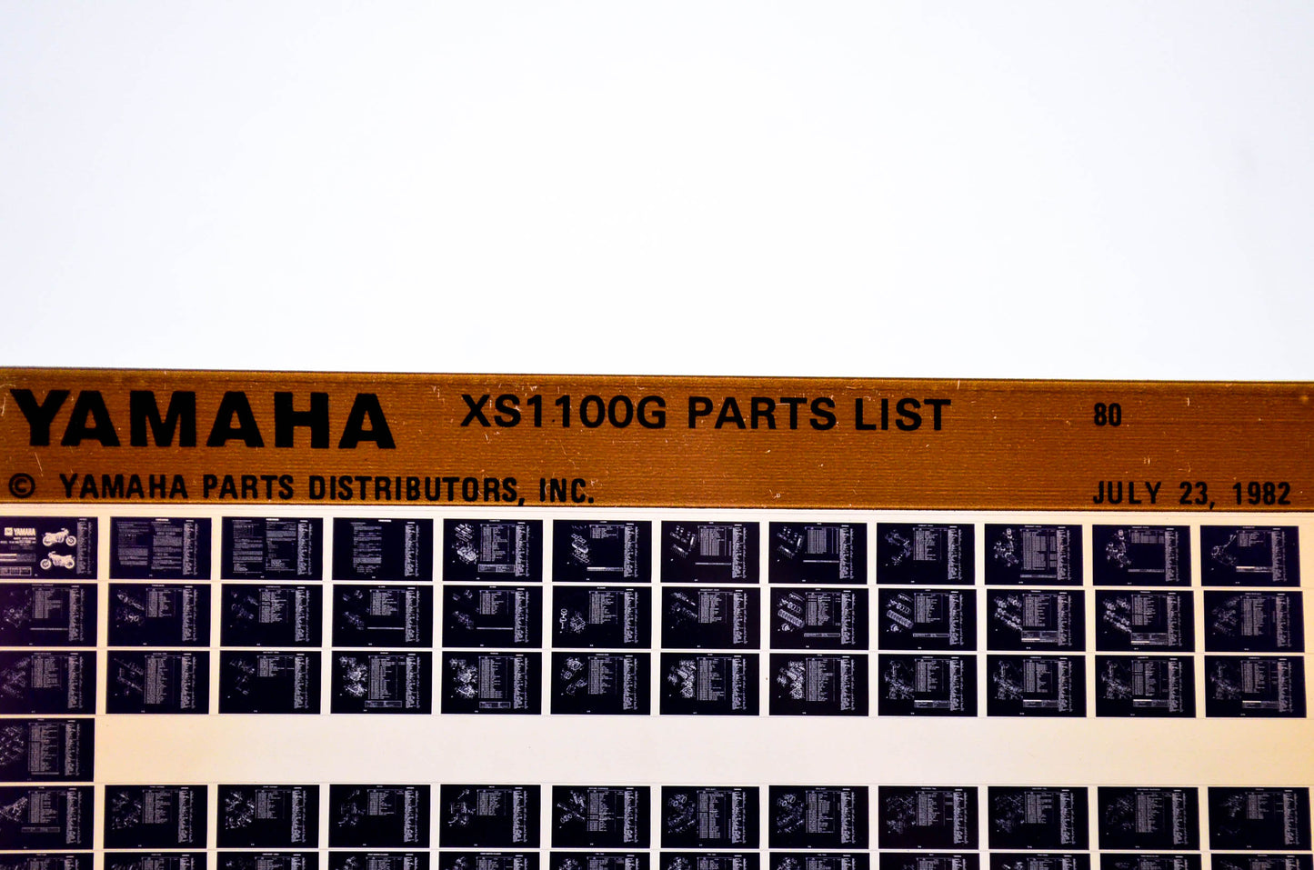 OEM Yamaha XS1100G 1982/July 23 '80 Parts List Microfiche