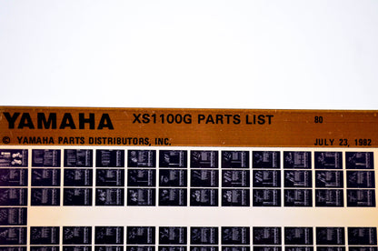 OEM Yamaha XS1100G 1982/July 23 '80 Parts List Microfiche